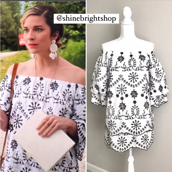 Embroidered Dress ASO Alexis Rose in Schitt’s Creek Off The Shoulder - Picture 2 of 16